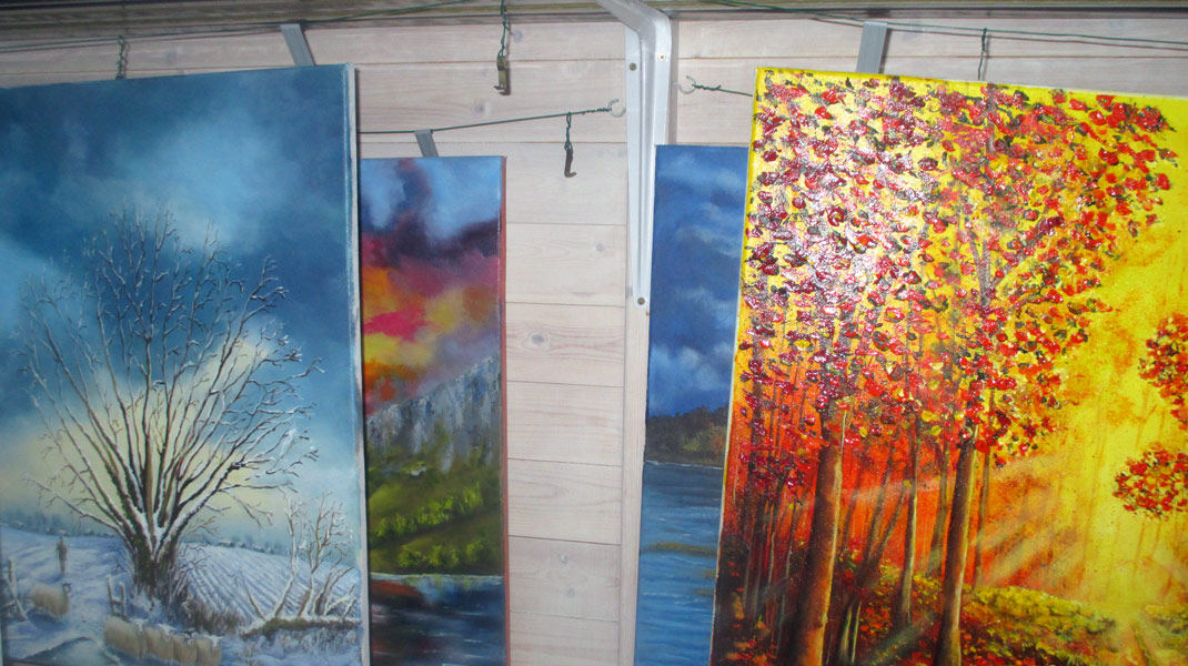 Canvas hanging to dry